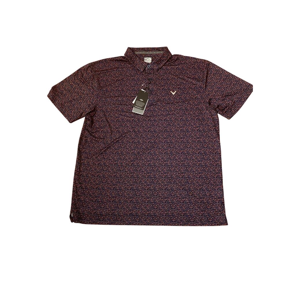Callaway XL Golf Polo Shirt Men's Navy Blue Chili Pepper Print NWT